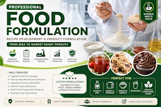 develop food formulation recipes and manufacturing process
