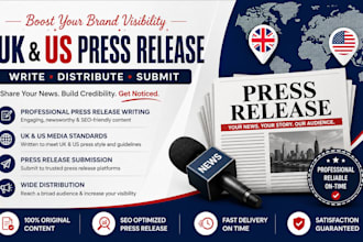 write UK US press release, distribute your press release, submit press release
