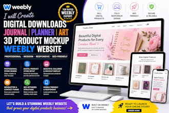 create digital downloads journal planner art 3d product mockup weebly website
