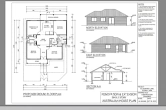 autocad drafting construction drawing renovation extension drawing au house plan