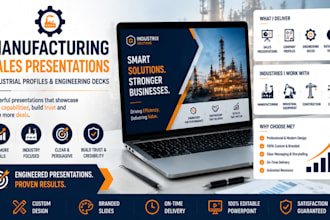 design manufacturing sales presentation, industrial profile and engineering deck