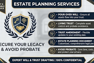 prepare pour over will, living trust, estate planning document to avoid probate