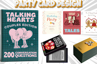 design custom party card game, wedding drinking card, adult couple birthday card