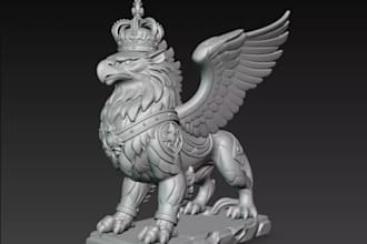 3d regal gryphon figurine,zbrush model,mythical beast statues,stl file for print