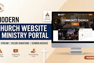 build church website with live stream and donation portal for charity ministries