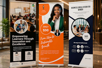 design a retractable rollup banner billboard  pullup signage  banner design