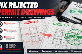 revise redline and fix rejected permit drawings for city approval in sc, pa, id