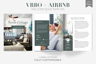 create luxury airbnb welcome book, vacation rental guidebook and guest manual