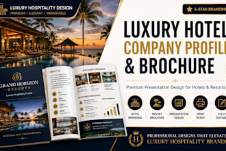 design a luxury hotel company profile, presentation, brochure for luxury resorts
