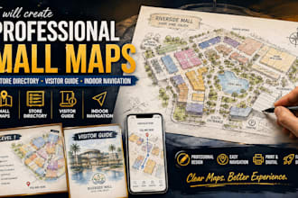 create professional mall map, store directory, visitor guide, indoor navigation