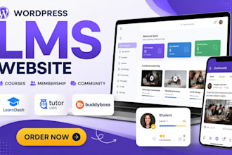 build or redesign lms website with learndash, tutor lms, and buddyboss