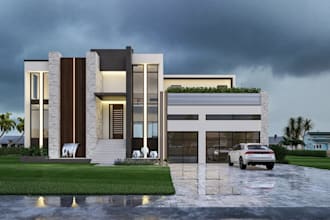 reconstruct villa exterior, two story duplex, cgi real estate, revit interior