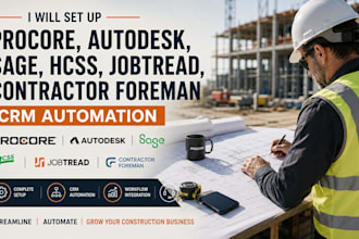 set up procore autodesk sage hcss jobtread contractor foreman CRM automation