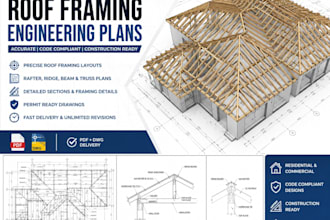 draw roof framing engineering plans for permit and construction