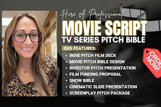 design TV series pitch bible, show bible, TV pitch deck, lookbook or pilot bible
