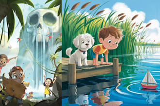 design children story book illustration, picture book, kids book and book cover