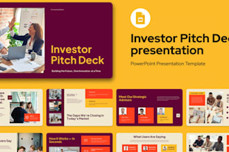 design redesign investor pitch deck for startups and business slides for company