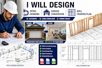 design new york spool drawings, garage conversion and wall framing plan