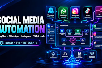 build fix social media automation manychat flow facebook whatsapp API tiktok n8n