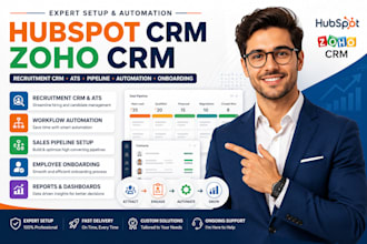 setup hubspot CRM, recruitment, ats, automation, pipeline, onboarding ,zoho CRM