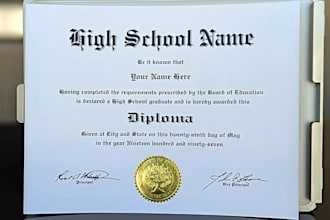 design custom high school transcript, diploma, ged transcript, university degree