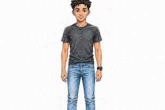 draw character pose sheets turnaround and expression sheet for book authors
