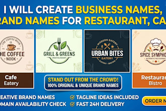 create business names, brand names for restaurant cafe
