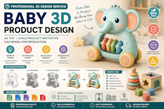 baby 3d product design 3d toy child product prototype cad model for production