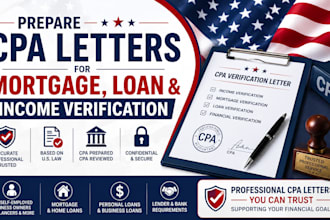 prepare CPA letters for mortgage, loan and income verification