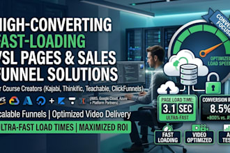 create fast loading vsl page and video sales funnel for course creators