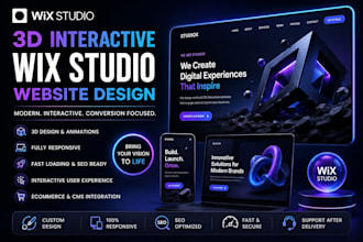design a stunning 3d interactive wix studio website with animations
