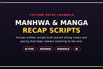 write manhwa and manga recap scripts for your youtube channel