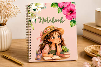 design a printable cute planner notebook, journal and to do list PDF