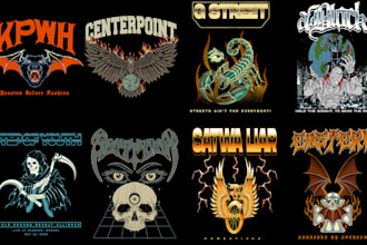 create vintage design clothing and merchandise band