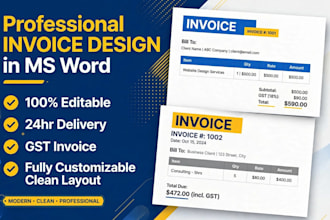 design a professional gst invoice template in ms word