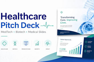 design executive healthcare, medtech biotech pitch deck and medical presentation