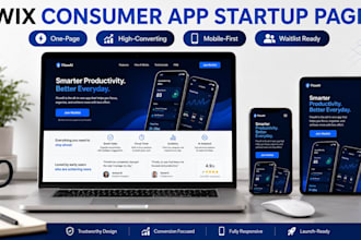 design wix consumer app startup  one page site startup website  app landing page