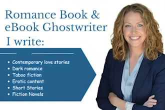 ghostwrite romance fiction ebook, short stories as your book writer
