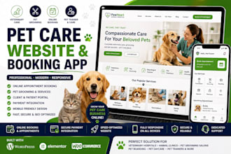build pet care website pet grooming booking app veterinary clinic