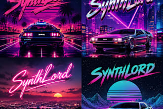 create 80s retro futuristic, synthwave cover art