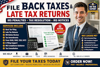 file back taxes, late tax returns and resolve irs penalties