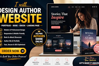 design author website, portfolio website book author, ebook website landing page