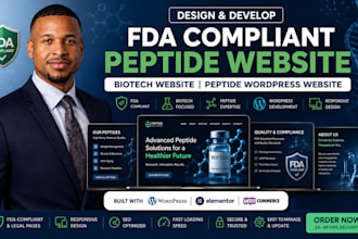 build fda compliant peptide website biotech website or peptide wordpress website