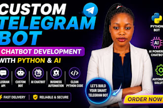 develop custom telegram chatbot, telegram bot with python and ai