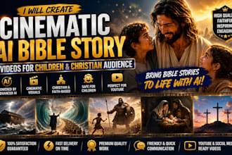 create ai bible storytelling, cinematic biblical animation for youtube