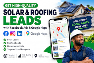 generate solar leads roofing leads homeowners list with facebook ads, google map