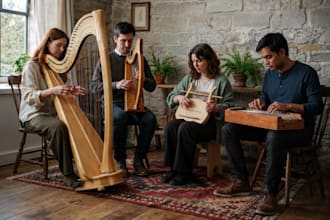 record live harp,  irish harp, celtic harp, lyre and autoharp, for your song