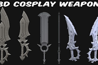 design printable cosplay weapon 3d sword daggers axes stl files and props