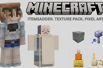 create minecraft texture pack, resource pack, pvp pack itemsadder and blockbench