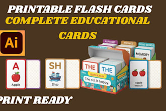 design custom flash cards, educational card, learning cards and worksheets print